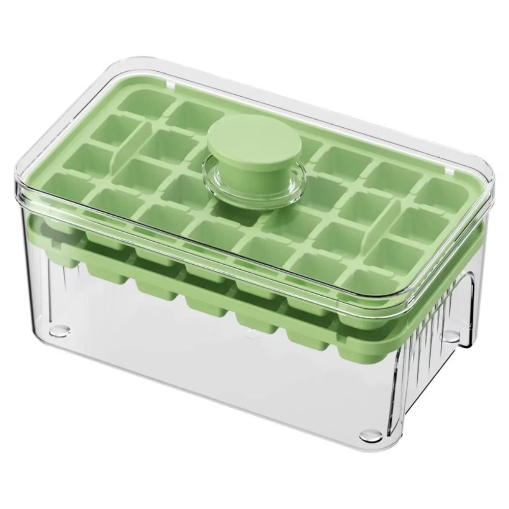 Press Ice Tray Bucket Multifunctional 48 Gride Ice Cube Mold Ice Maker with One-Touch to Release Portable Ice Box Ice Cube Tray