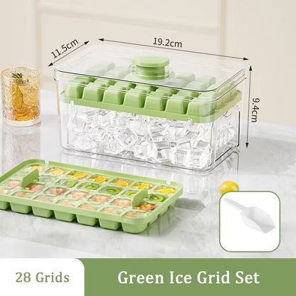 Press Ice Tray Bucket Multifunctional 48 Gride Ice Cube Mold Ice Maker with One-Touch to Release Portable Ice Box Ice Cube Tray