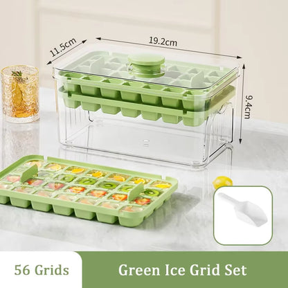 Press Ice Tray Bucket Multifunctional 48 Gride Ice Cube Mold Ice Maker with One-Touch to Release Portable Ice Box Ice Cube Tray