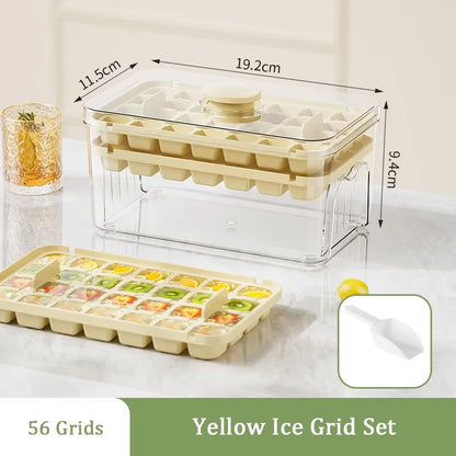Press Ice Tray Bucket Multifunctional 48 Gride Ice Cube Mold Ice Maker with One-Touch to Release Portable Ice Box Ice Cube Tray