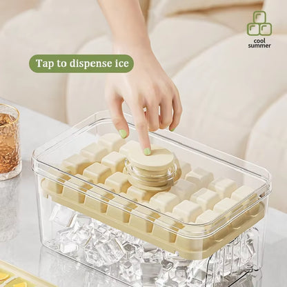 Press Ice Tray Bucket Multifunctional 48 Gride Ice Cube Mold Ice Maker with One-Touch to Release Portable Ice Box Ice Cube Tray