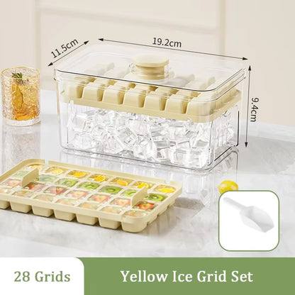 Press Ice Tray Bucket Multifunctional 48 Gride Ice Cube Mold Ice Maker with One-Touch to Release Portable Ice Box Ice Cube Tray